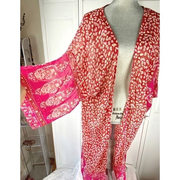 Boho Festival KIMONO JACKET, BOHO KIMONO, PINK FESTIVAL BOHO - Picture 1 of 7